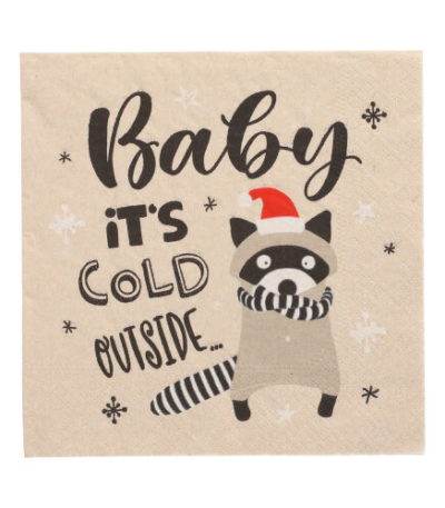 Product foto van Papieren servetten 3-laags natuur It's cold outside set van 20
