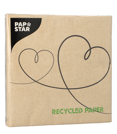 Product foto van Papieren servetten 3-laags natuur Love set van 20