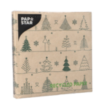 Product foto van Papieren servetten 3-laags natuur "Various X-Mas Trees" set van 20 gerecycled papier