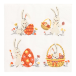 Product foto van Papieren servetten 3-laags wit Rabbit Parade set van 20
