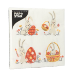 Product foto van Papieren servetten 3-laags wit Rabbit Parade set van 20