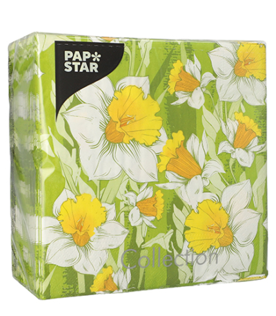 Product foto van Papieren servetten 3-laags wit set van 100 Narciso