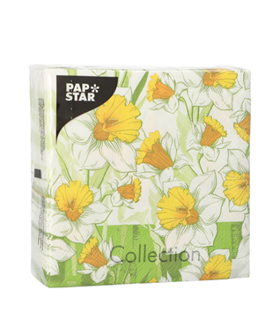 Product foto van Papieren servetten 3-laags wit set van 50 Narciso