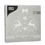 Product foto van Papieren servetten 3-laags zilver set van 30 Deers Couple