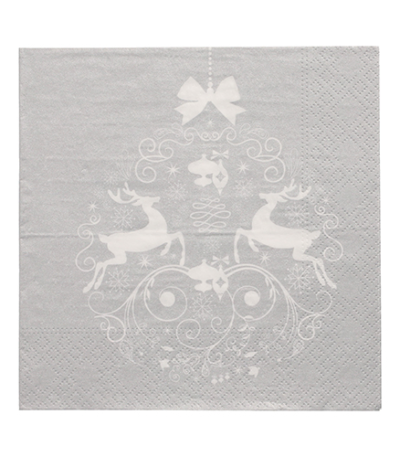 Product foto van Papieren servetten 3-laags zilver set van 30 Deers Couple