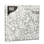 Product foto van Papieren servetten 3-laags zilver set van 30 Holly