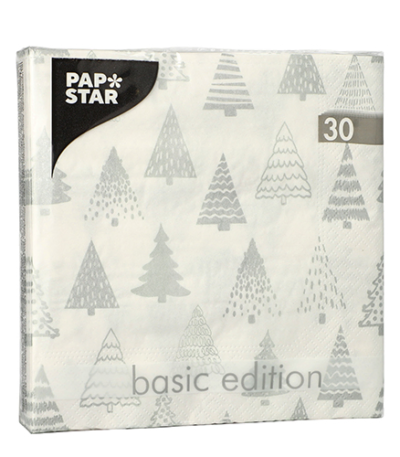 Product foto van Papieren servetten 3-laags zilver set van 30 Pine Forest