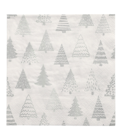 Product foto van Papieren servetten 3-laags zilver set van 30 Pine Forest