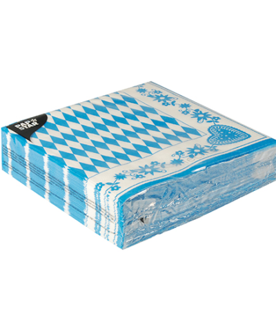 Product foto van Papieren servetten Beiers blauw 40x40 cm set van 50