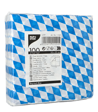 Product foto van Papieren servetten Beiers blauw set van 100