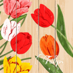 Product foto van Papieren servetten Blooming Tulips 40x40cm set van 50