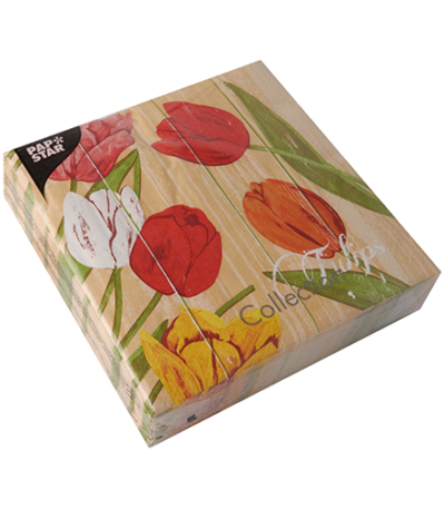 Product foto van Papieren servetten Blooming Tulips 40x40cm set van 50