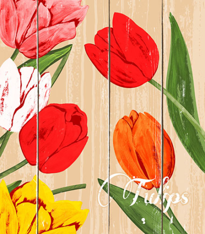 Product foto van Papieren servetten Blooming Tulips 40x40cm set van 50