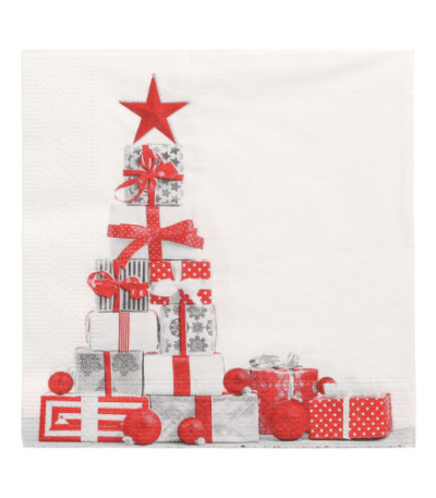 Product foto van Papieren servetten Cadeaux 3-laags 33x33cm set van 20