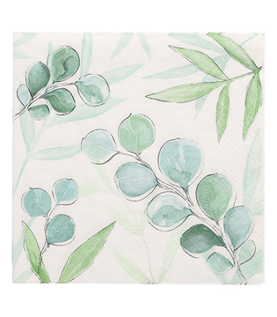 Product foto van Papieren servetten Eucalyptus Twigs set van 20