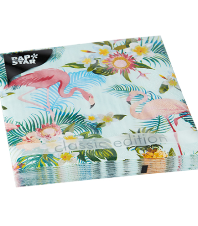 Product foto van Papieren servetten Exotic Flamingos 3-laags set van 20