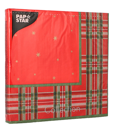 Product foto van Papieren servetten Tartan 3-laags set van 20