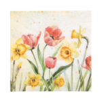 Product foto van Papieren servetten Tulips & Daffodils 33x33 cm set van 100