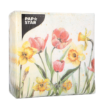 Product foto van Papieren servetten Tulips & Daffodils 33x33 cm set van 100