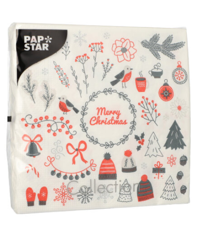 Product foto van Papieren servetten Winter Symbols 3-laags set van 20