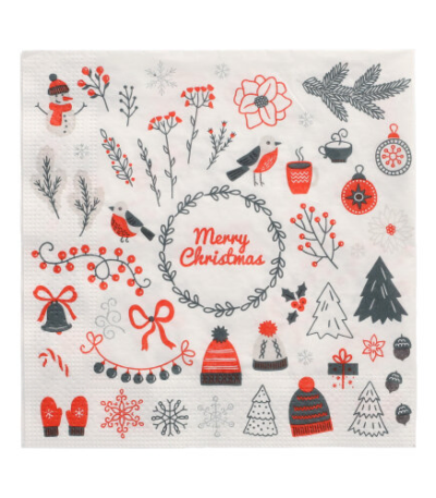 Product foto van Papieren servetten Winter Symbols 3-laags set van 20