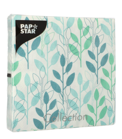 Product foto van Papieren servetten blauw 3-laags 33x33 cm set van 20 Branches