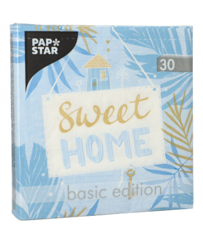 Product foto van Papieren servetten blauw set van 30 Sweet Home
