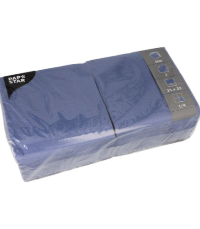 Product foto van Papieren servetten donkerblauw 33x33 cm set van 500