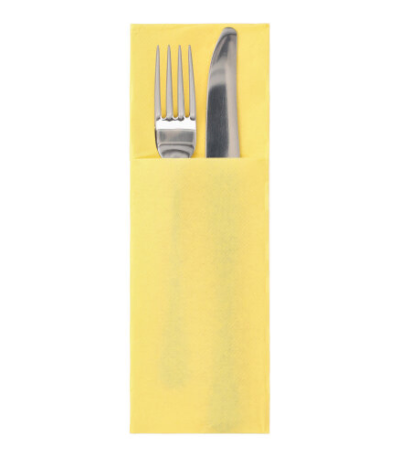 Product foto van Papieren servetten geel met bestekvouw set van 50 DAILY Collection