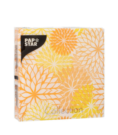 Product foto van Papieren servetten geel set van 20 25x25cm Floralies