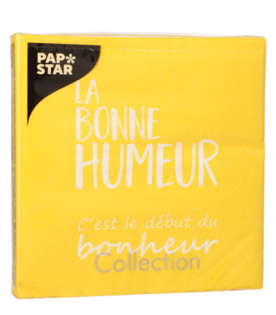 Product foto van Papieren servetten geel set van 20 33x33cm La Bonne Humeur