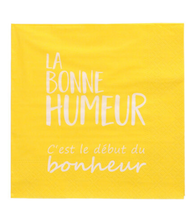 Product foto van Papieren servetten geel set van 20 33x33cm La Bonne Humeur