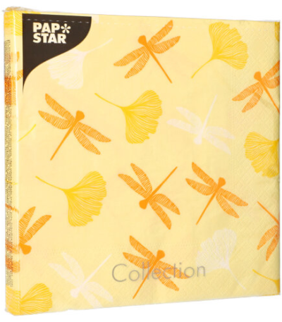 Product foto van Papieren servetten geel set van 20 40x40cm Ginko
