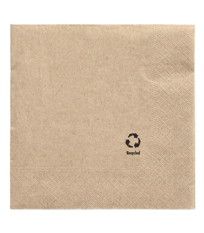 Product foto van Papieren servetten gerecycled papier 33x33cm set van 100