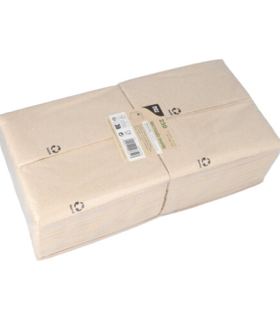 Product foto van Papieren servetten gerecycled papier 33x33cm set van 250