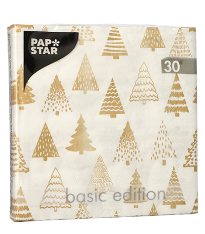 Product foto van Papieren servetten gouden 3-laags set van 30 Pine Forest