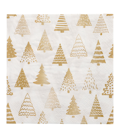 Product foto van Papieren servetten gouden 3-laags set van 30 Pine Forest