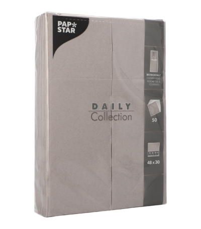 Product foto van Papieren servetten grijs met bestekvouw set van 50 DAILY Collection