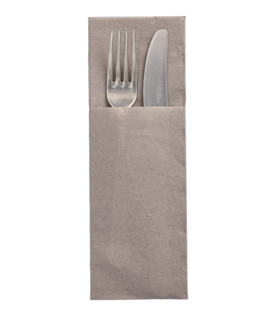 Product foto van Papieren servetten grijs met bestekvouw set van 50 DAILY Collection