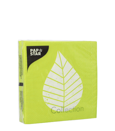 Product foto van Papieren servetten groen 25x25cm 3-laags set van 20 Graphic Leaves