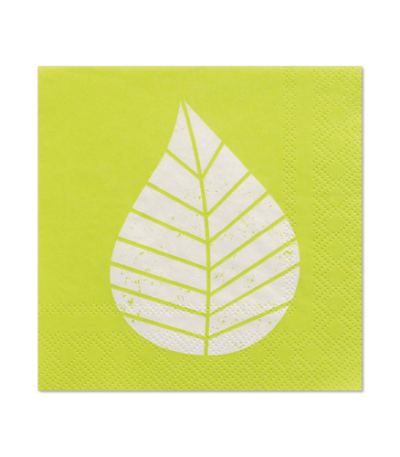 Product foto van Papieren servetten groen 25x25cm 3-laags set van 20 Graphic Leaves