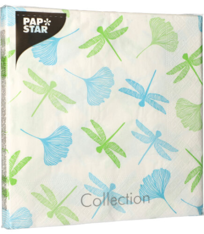 Product foto van Papieren servetten groen 40x40cm 3-laags set van 20 Ginkgo