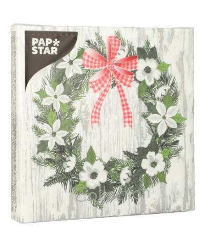Product foto van Papieren servetten kerstkrans 3-laags set van 20