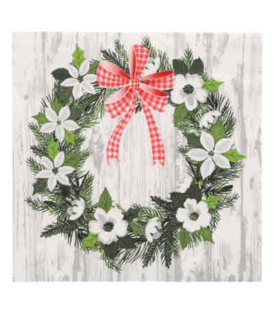 Product foto van Papieren servetten kerstkrans 3-laags set van 20