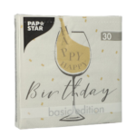 Product foto van Papieren servetten lichtgrijs set van 30 Happy Birthday
