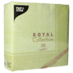 Product foto van Papieren servetten lichtgroen 40x40cm set van 50 ROYAL Collection Linum