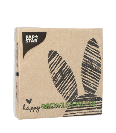 Product foto van Papieren servetten natuur 3-laags 25cm x 25cm set van 20 Bunny