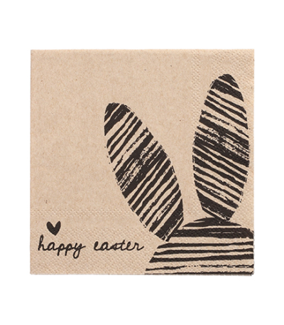 Product foto van Papieren servetten natuur 3-laags 25cm x 25cm set van 20 Bunny