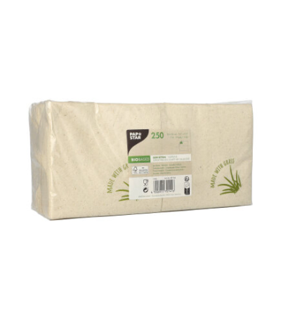 Product foto van Papieren servetten natuur grasvezels 24x24 cm set van 250
