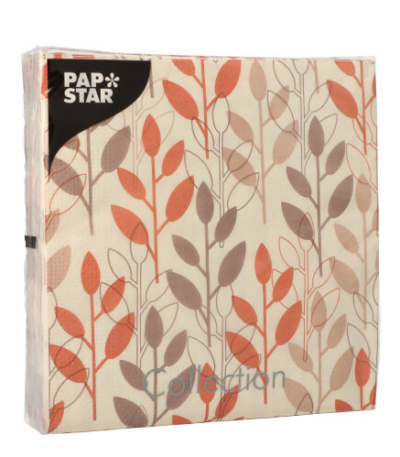 Product foto van Papieren servetten roestbruin 3-laags set van 20 Branches